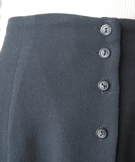 Many Button Long Tight Skirt BK