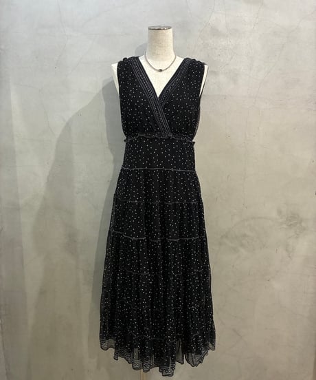 MAX STUDIO Tiered Tulle Dot N/S Dress BK