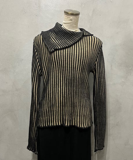 Turn Over Collar Rib Knit BKBE