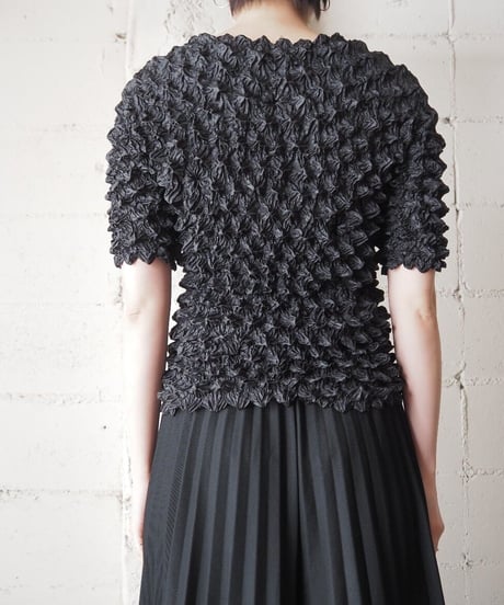 Popcorn Short Sleeve Blouse BK