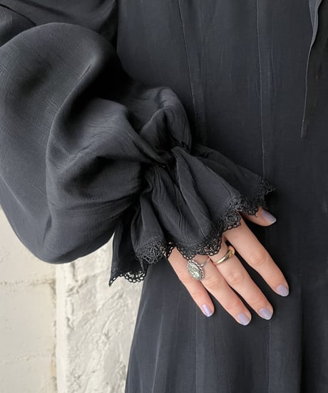 Ribbon Tie Frill Dress BK
