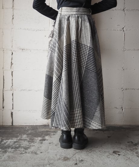 SPORTMAX Circular Check Wool Skirt BKWH