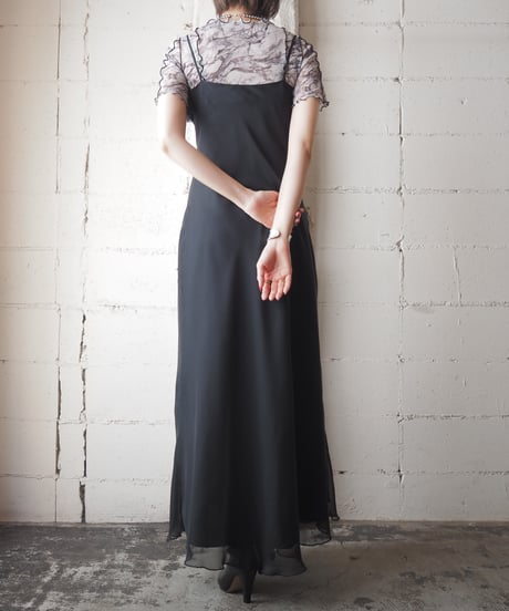 Sheer Layered Camisole Dress BK