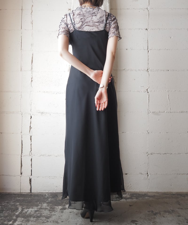 riu RちゃんSheer layered camisole dress Sheer Layered Camisole Dress BK | Orfeo