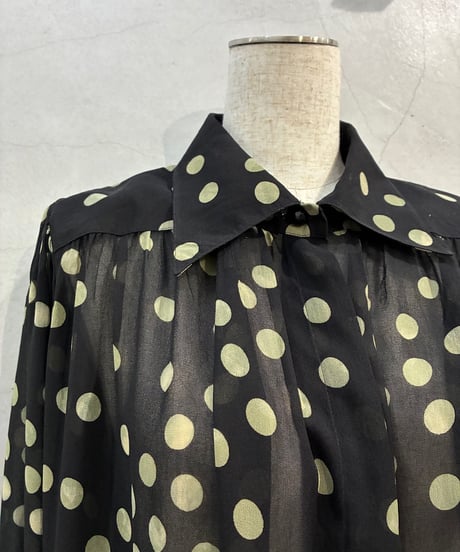 Dot Pattern Sheer Shirt BK