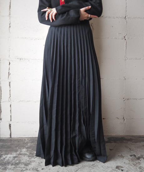 Accordion Pleated Long Skirt BK