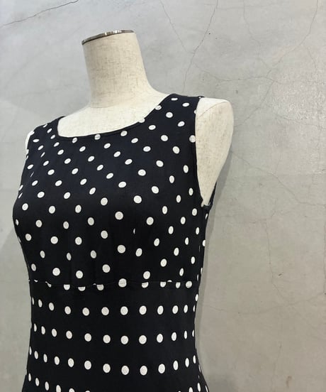Made in USA Polka Dot Sleeveless Dress BKWH