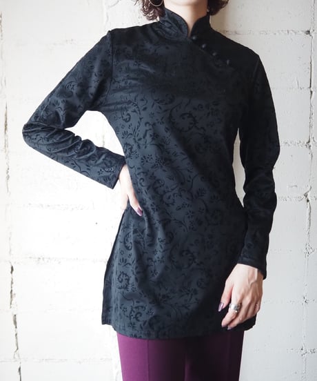 Shadow Pattern Side Slit China Cutsewn BK