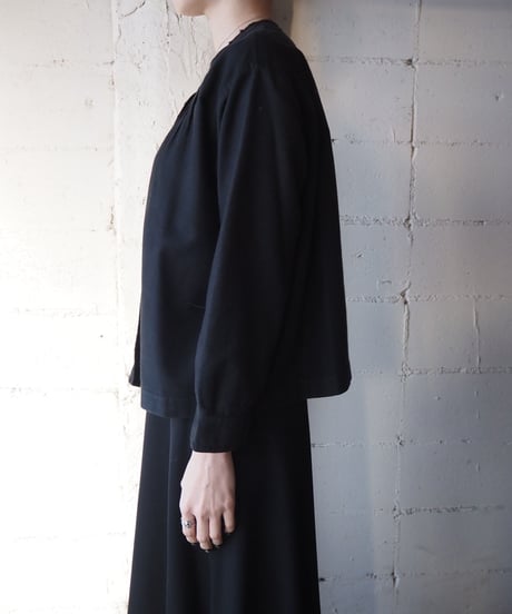 1920～30's EURO Dot Embroidery Collarless Blouse BK