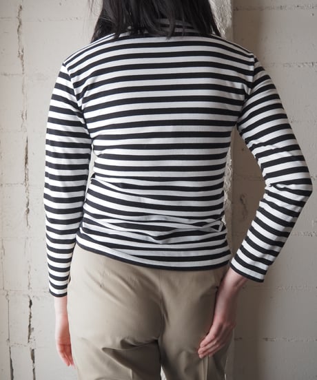agnes b. Border Long Sleeve Tee BKWH