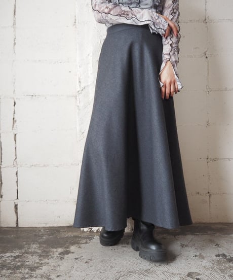 Wool Flared Long Skirt DGR