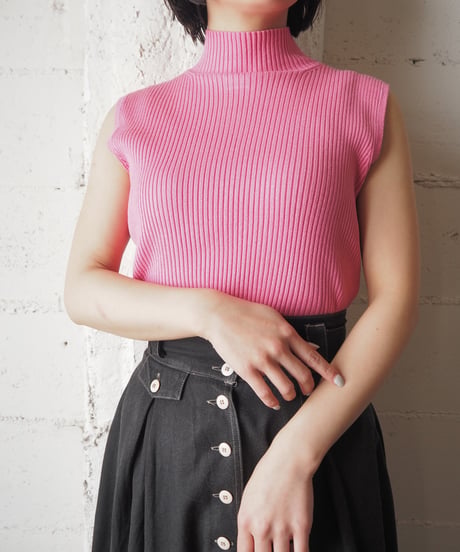 Sleeveless Mock Neck Rib Knit PI