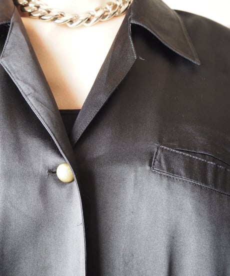 Satin Open Collar Jumpsuit BK