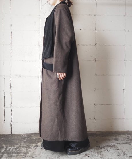 FLAX Velour Collar Long Coat BR