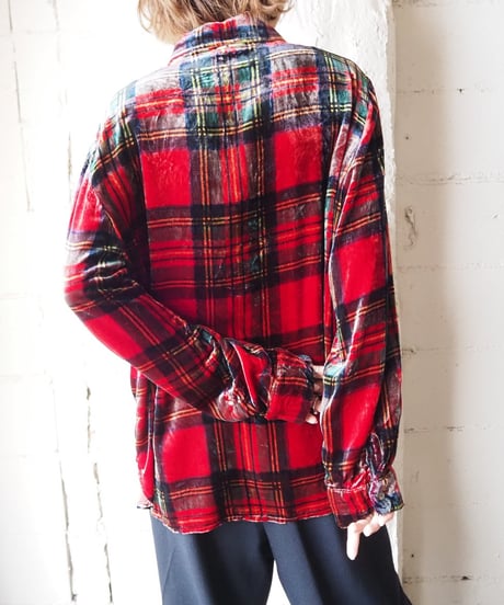 Check Pattern Velour Shirt RE