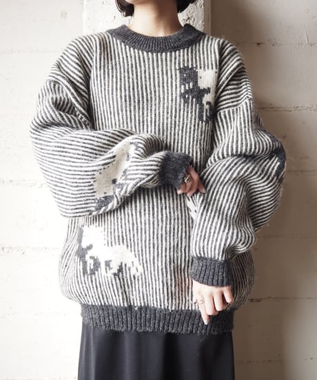 Horse Stripe Pattern Sweater GRWH