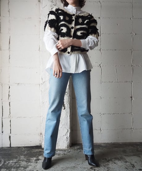 Short Sleeve Shaggy Design Cardigan IVBK