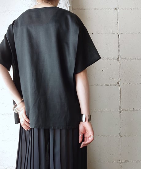 3D Big Pocket Linen Shirt BK