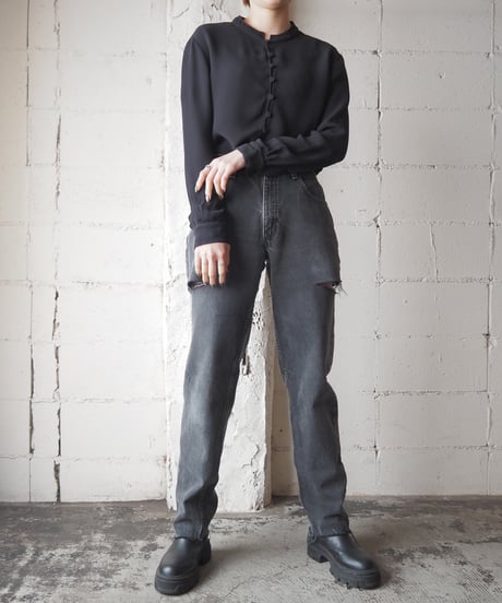 EMPORIO ARMANI Hulf Band Collar Shirt BK