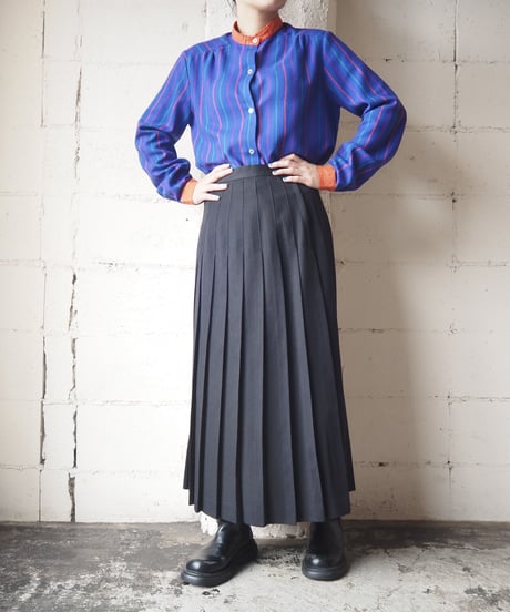 Band Collar Stripe Shirt PURRE
