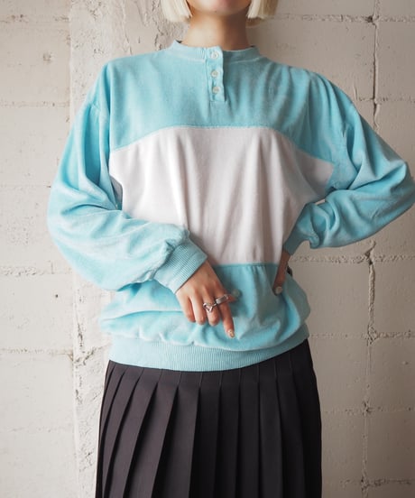 1980's Bicolor Henry Neck Pile Cutsewn LBLWH