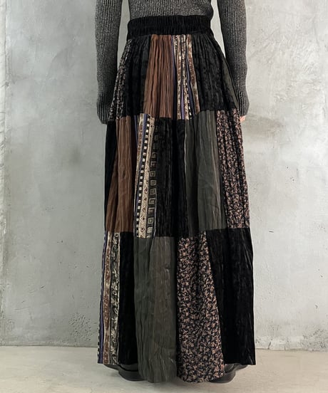 Patchwork Design Tired Easy Skirt BKBR