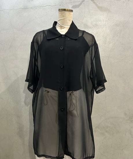 Short Sleeve Sheer Shirt BK