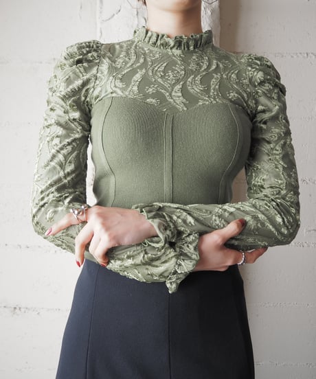 Opal Velour Puff Sleeve Cutsewn GN