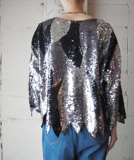 Zigzag Hem Spangle Pullover SVBK