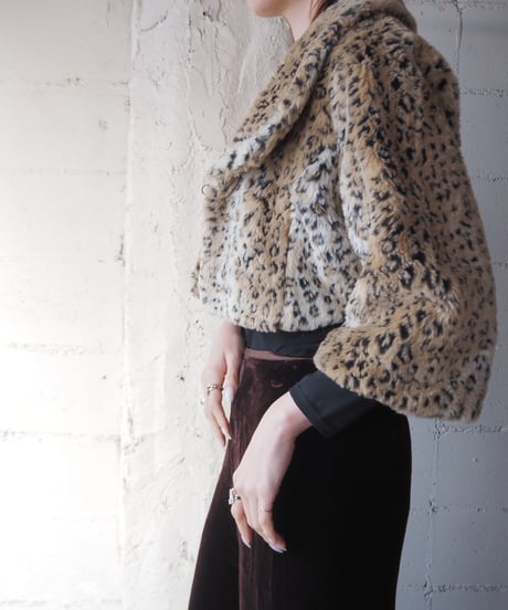 Leopard Pattern Short Fake Fur Jacket BE