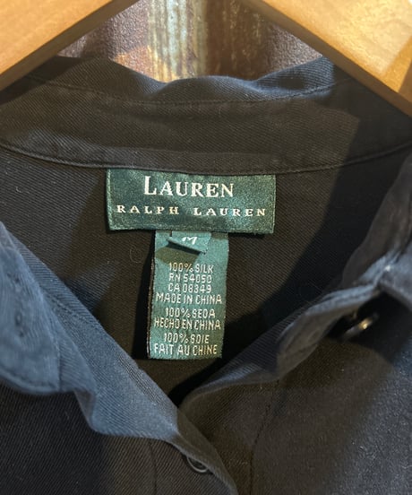 LAUREN RALPH LAUREN Fly Front Silk Shirt BK