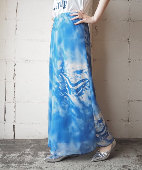 Butterfly Pattern Sheer Tight Skirt BLWH