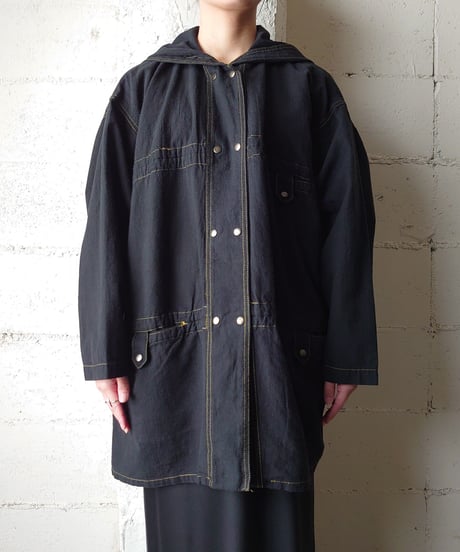 Yellow Stitch Hooded Jacket BK