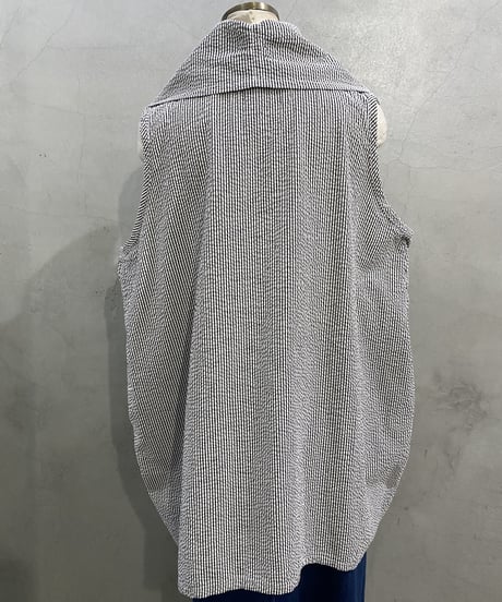 N/S Big Collar Seersuker Design Tops GR WH