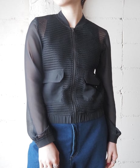 Sheer Sleeve Mesh Jacket BK