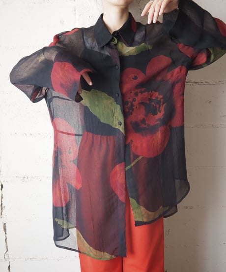 SeethroughFlowerPatternShirt
