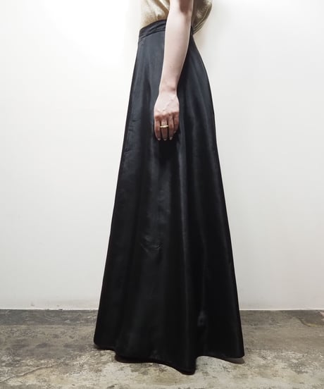 Satin Flared Long Skirt BK