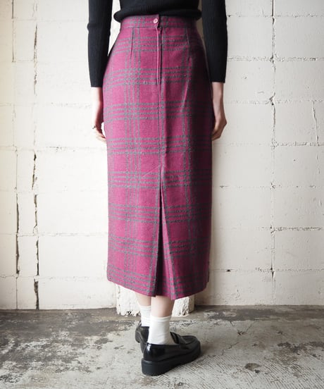 Wool Check Tight Skirt PIGR