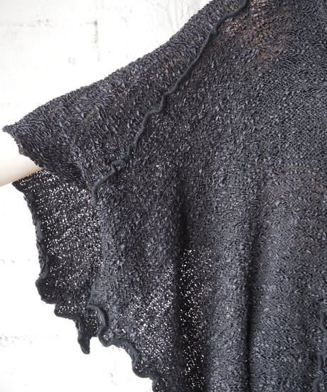 Button Design Knit Poncho BK