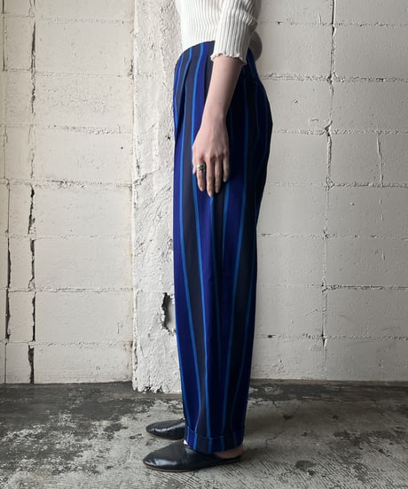 Stripe Tuck Wide Pants BLBK