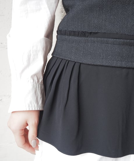 MARNI Sheer Peplum Switching Wool Bustier BK