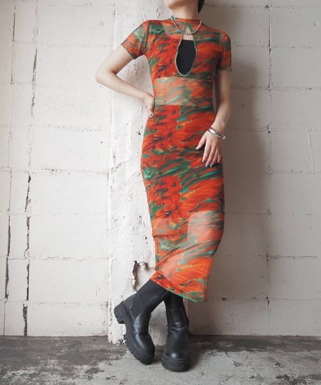 Sheer Marble Pattern Dress ORGN