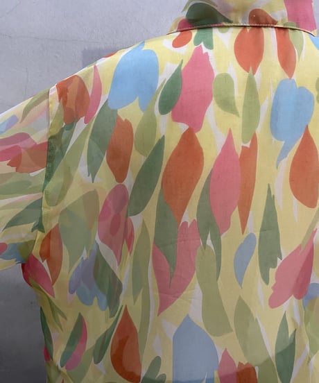 Water Color Pattern S/S Sheer Shirt LYE GN PI