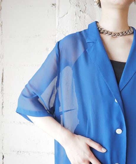 Open Collar Sheer Shirt BL