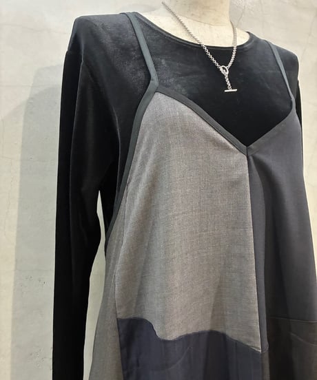 Remake Patchwork Camisole Dress BK GR NV