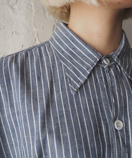 1960's Euro Striped Grandpa Shirt BLWH