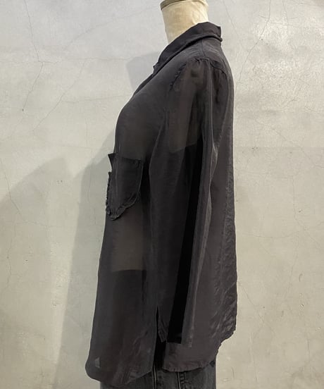 LE JEAN DE MARITHE + FRANCOIS GIRBAUD Frill Pocket Fly Front Sheer Shirt BK