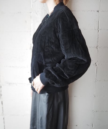 Velour Quited Zipup Jacket BK