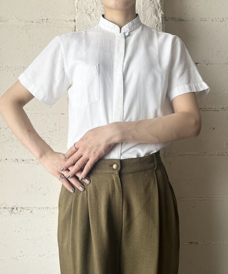 Stand Collar Fly Front Shirt WH