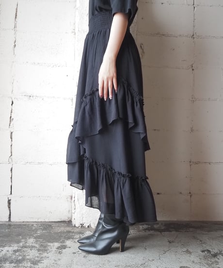 Random Frill Tiered Skirt BK